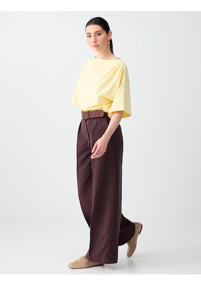 Jimmy Key Acı Kahve Rahat Kesim Normal Bel Dokuma Gabardin Pantolon 6sw185600803 Acı Kahverengi