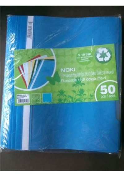 Telli Plastik Dosya Mavi 1 Pk Paket 50 Li