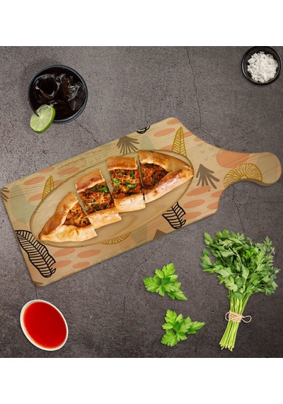 Bk Gift Modern Art Tasarımlı Dikdörtgen Şeklinde Doğal Ahşap Servis Ve Sunum Tabağı Model 5