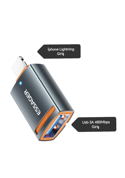 Essager Apple Uyumlu iPhone Lightning To Usb 3a 480mbps Çevirici Dönüştürücü