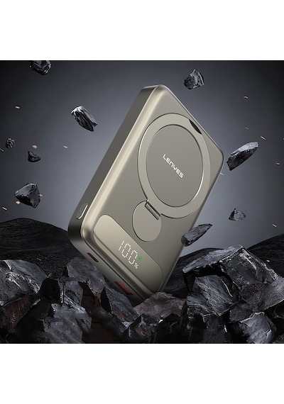 Lenyes Pw1012d Pd 20w Dijital Led Göstergeli Standlı Kablosuz Wireless Powerbank 15w 10000mah Gold Gold