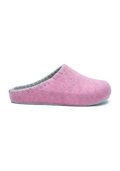 Comfortfusse Pine - Kadın Ortopedik Yün Keçe Sabo Ev Terliği Pembe Yün