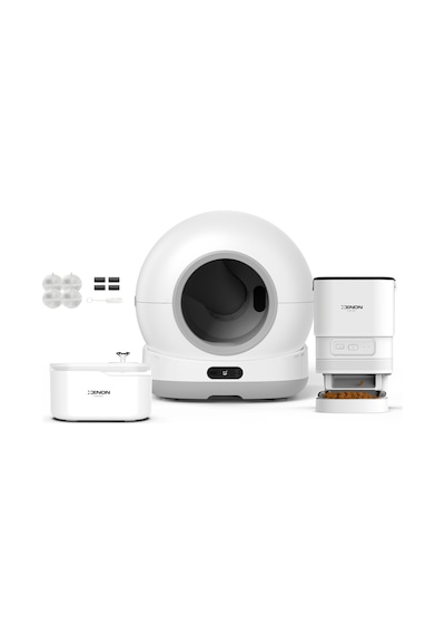 Xenon Smart Akıllı Otomatik Kedi Tuvaleti Paslanmaz Çelik Kaseli Mama Kabı Led Işıklı Su Pınarı Ve Filtre 4'lü Pet Seti