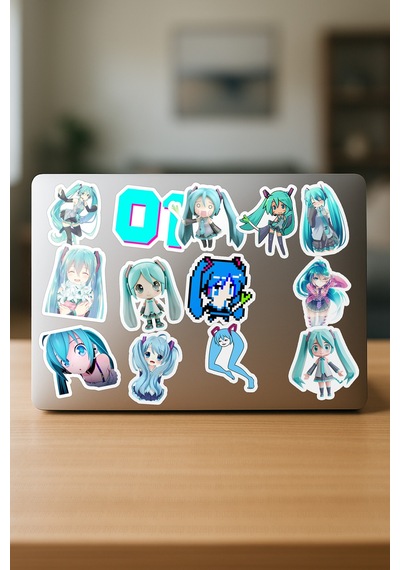 Hatsune Miku Sticker Telefon Laptop Bullet Journal Yapışkanlı Folyo Sticker Paketi 24 Adet Çok Renkli