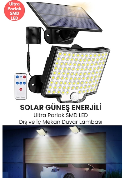 Trendpoint Solar Güneş Enerjili 110 Ledli Kumandalı Hareket Sensörlü 3 Modlu Bahçe Aydınlatma Lamba