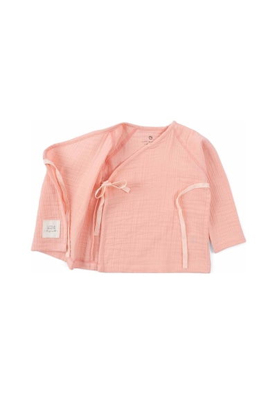 Little Gusto Kruvaze Yaka Müslin Bebek Ceketi Pembe Organik Pamuk Pembe