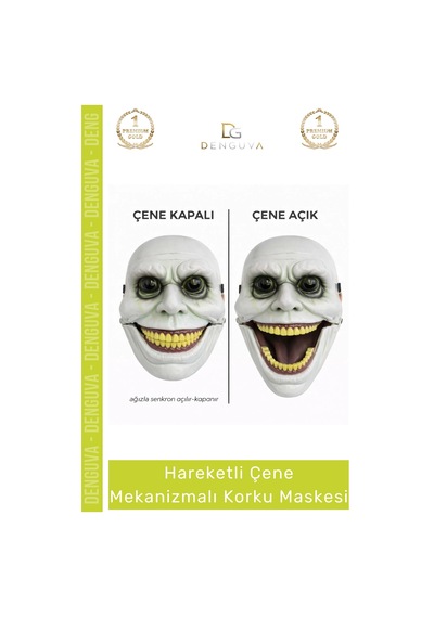 Korkumaskesi Hareketli Çene Gerçekçi Halloween Sahne Kostümü Aksesuar Mekanizmalı Yeşil Korku Maske