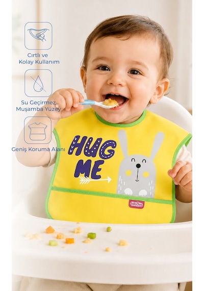 Babyjem Poli Muşamba Mama Önlüğü Büyük Sarı
