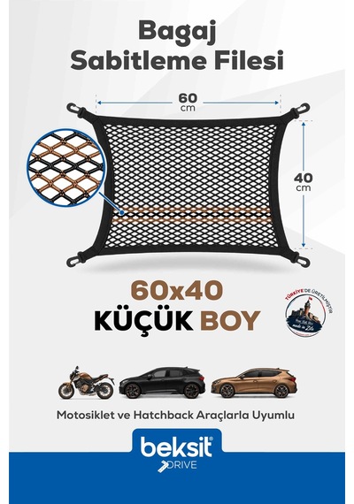 Drıve- Cupra Model Özel Renkli Tasarım Bagaj Sabitleme Filesi 40x60 Cm