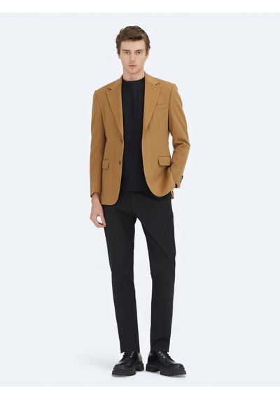 Deve Tüyü Düz Modern Fit Yün Karışımlı Ceket Deve Tüyü