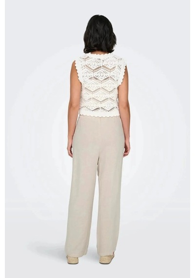Only 15322263 Onlsıesta Pull-up Lınen Pnt Moonbeam Kadın Pantolon Ekru