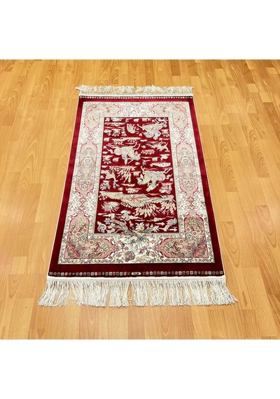 Şehname Motifli 200 X 300 Cm İpek Halı 406-bordo
