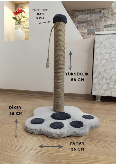 Kedi Tırmalama Tahtası Pati Modelli 50 Cm Büyük Boy Tırmalama Kedi Oyun Alanı Peluş Başlıklı