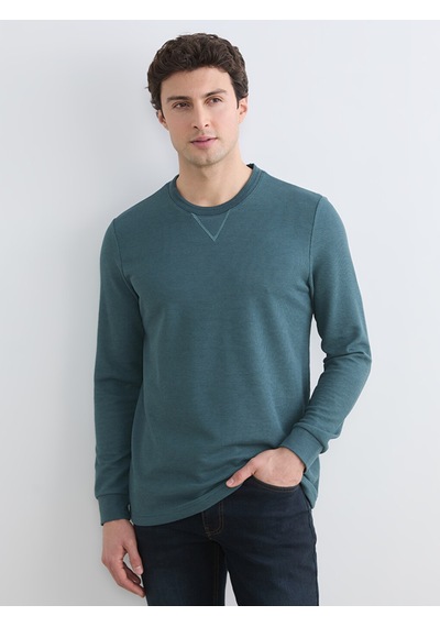 Lcwaıkıkı Classic Petrol Bisiklet Yaka Erkek Sweatshirt