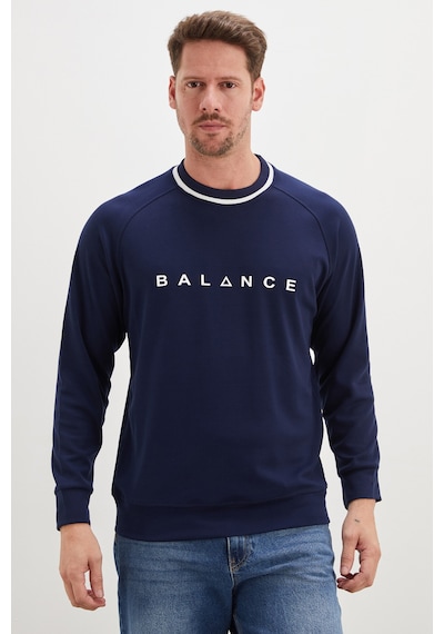 Fullamoda Balance Baskılı Garnili Modal Sweatshirt Lacivert
