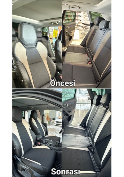 Skoda Karoq Uyumlu Araca Özel Deri Oto Koltuk Kılıfı 158537 Siyah