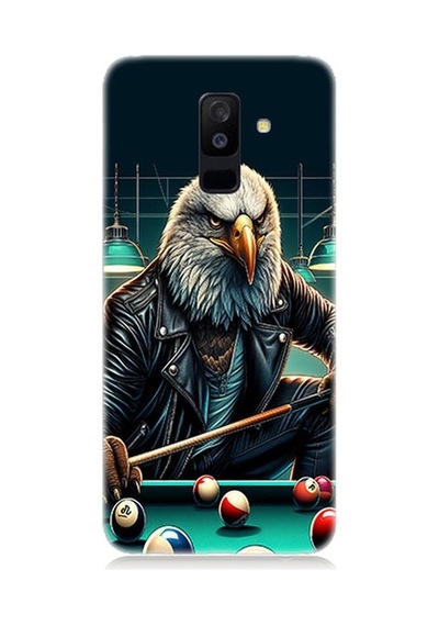 Samsung Galaxy A6 Plus Uyumlu Bilardo Oynayan Deri Ceketli Kartal Desenli Silikon Kılıf