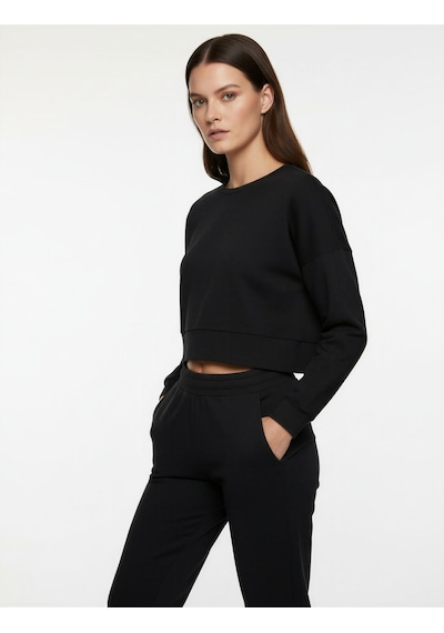Koton Uzun Kollu Bisiklet Yaka Oversize Spor Sweatshirt Siyah 6wak10140nk Siyah