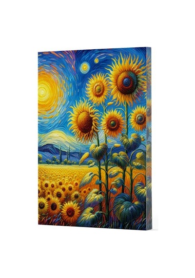 Van Gogh 4 - Ayçiçekleri Çizgili Yan Boyamalı Defter