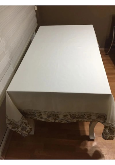 Garden Baskılı Pamuk Duck Kumaş Krem/çiçek Bantlı Masa Örtüsü Dikdörtgen 160 230 Cm - 70 Çok Renkli