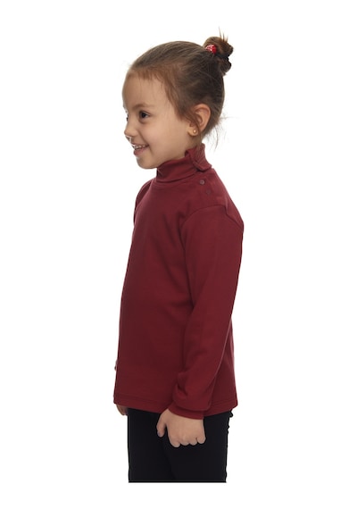 Lovetti Bordo Kız Çocuk Tam Balıkçı Uzun Kol Çıtçıtlı Tişört Bordo