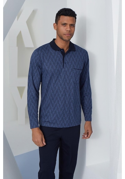 Kly Erkek Uzun Kol Polo Yaka İndigo Pijama Takımı C9t2n4o7 001