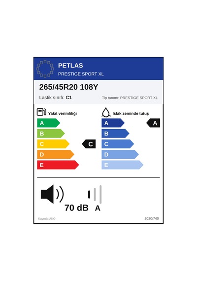 Petlas 265/45 R20 108Y XL Prestige SPort Yaz Lastiği 2026