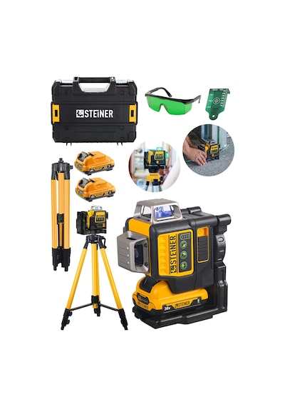 Steiner 36 V 5 Ah 12 Köşe 360 Yeşil Çizgili Lazer + Tripod