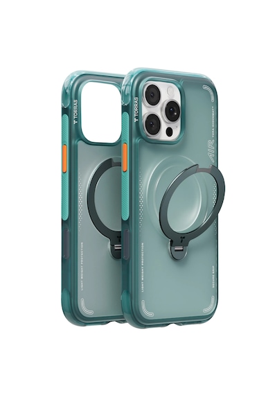 Torras Apple iPhone Uyumlu 16 Pro Max O Stand Spin Air Serisi Magsafe Kılıf Turkuaz