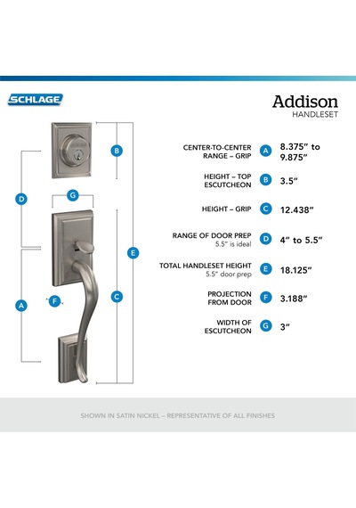 Schlage Addison Handleset Georgischen Düğme, İç, F60 Add 716 Geo