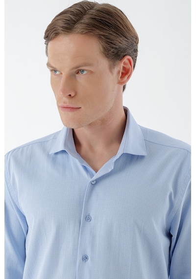 Morven Erkek Mavi Trend Baskılı Desenli İtalyan Yaka Slim Fit Gömlek 24mc004011300 Mavi