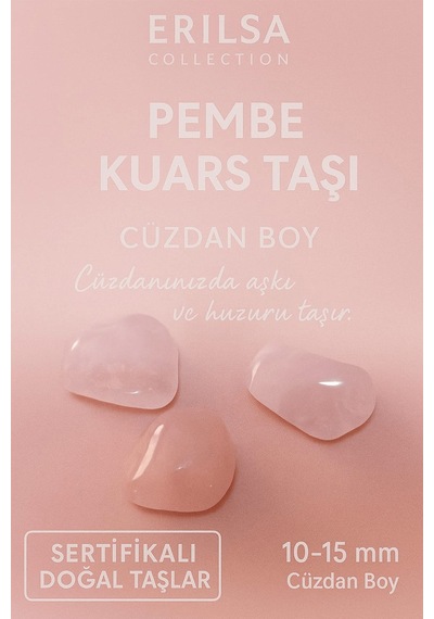 Sertifikalı Pembe Kuvars Taşı Kütle 10-15 Mm Cüzdan Boy Aşk Ve