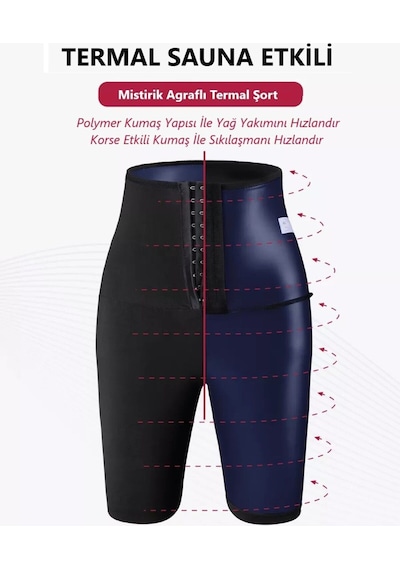 Mistirik Sauna-şort Extra İncelten Yağ Yakan Termal İçlik Sauna Şort Siyah