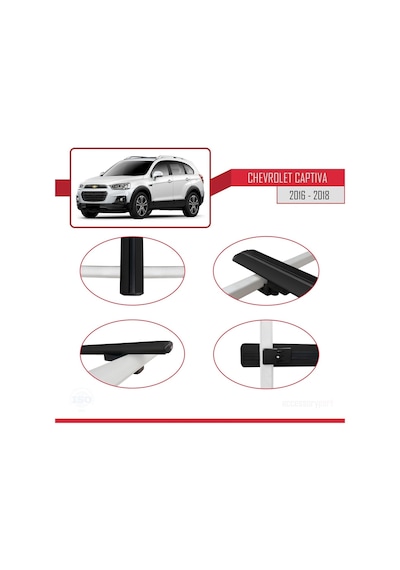 Chevrolet Captiva 2016-2018 Arası İle Uyumlu Basic Model Ara Atkı Tavan Barı Siyah 3 Adet