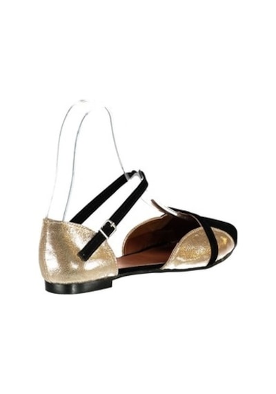 Fox Shoes Siyah/Dore Kadın Babet B726881802