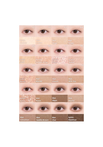 Dasique Mat Ve Işıltılı Tonlardan Oluşan 20 Renkli Far Paleti Mood Shadow Palette 01 Warm Basic 01 Warm Basic