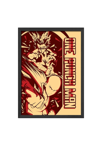 One Punch Man Siyah Ahşap Çerçeveli Poster, Anime Duvar Tablosu