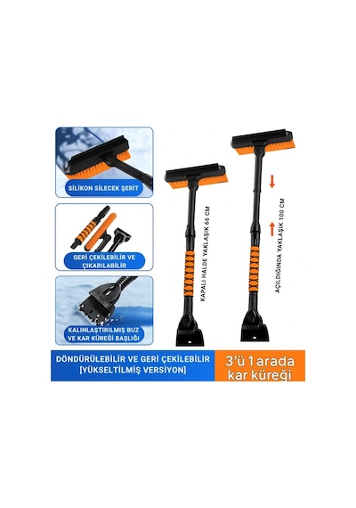Coofbe Teleskopic Profesyonel 2in1 Araç Kar Fırçası Oto Ön Cam Buz Kazıyıcı Araç Kar Fırçası Ve Buz Kazıyı Diğer