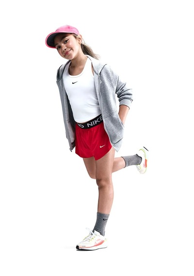 Nike Pro Dri Fit Older Kids' Girls' 2in1 Shorts Kız Çocuk Taytlı Koşu Şortu Kırmızı Kırmızı