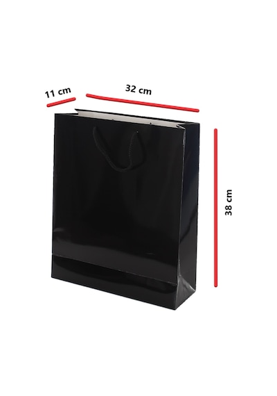 Parlak Siyah Karton Çanta 25Adet 32X38X11