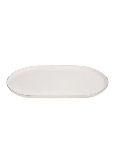 Porland Chopin Platin Oval Kayık Tabak 32cm Tekli Krem