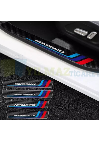 Bmw M Logo Performance Arma Karbon Kapı Eşiği Oto Sticker 4 Parça