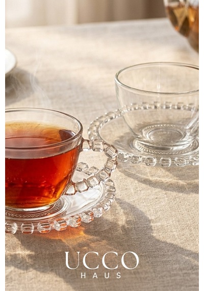 2 Kişilik Cam Fincan Seti 225 Ml Retro Fincan Çay Kahve Su Espresso Bitki Çayı Bardağı Bardak Seti