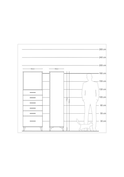 Kronos Dolap Tek Raflı 6 Çekmeceli 60x59x182 Aytaşı-aytaşı Aytaşı