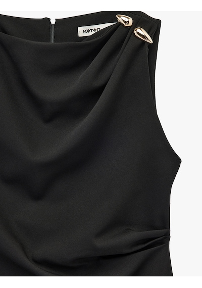 Koton Bisiklet Yaka A Kesim Aksesuar Detaylı Kolsuz Mini Elbise Siyah 6sak80113pw