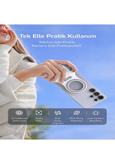 Magsafe Kamera Tutuş Aparatı Manyetik Telefon Tutucu 2 Kademeli Deklanşör Zoom Kontrol Bluetooth Uzaktan Kumandalı