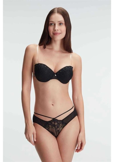 Litae Herşeytrend Günlük Straplez Push-up Destekli Balenli Şeffaf Sırt Aksesuarlı Askıları Çıkabilir Bonc Siyah Litae Herşeytrend Günlük Straplez Push-up Destekli Balenli Şeffaf Sırt Aksesuarlı Askıları Çıkabilir Bonc Siyah