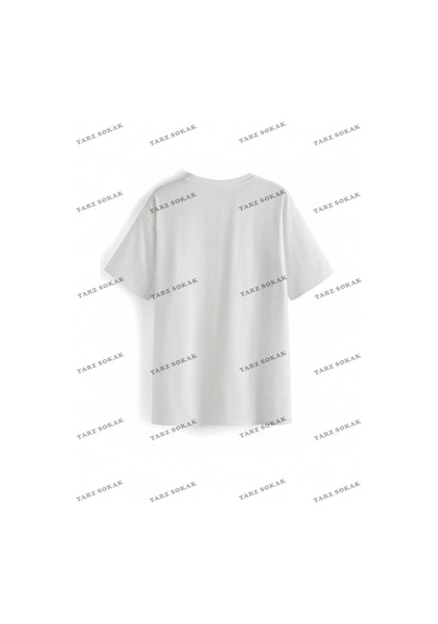 Tarzsokak Unisex Bay Desen Baskılı Düşük Omuzlu T-shirt Kod-1334 Beyaz