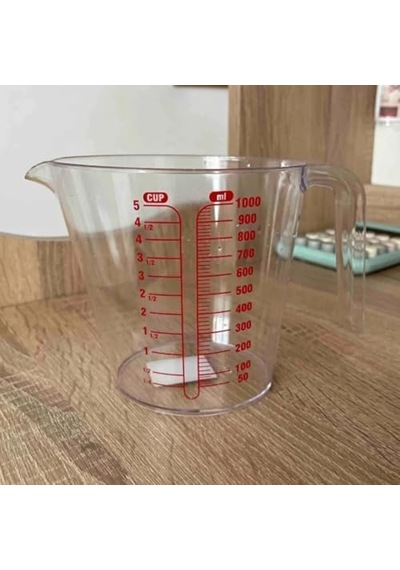 Ayrex Dereceli Ölçü Kabı 1000 Ml Hacminde 10 Aralıklı Sert Plastik Ölçü Kabı 1l 1, 1000 Ml Diğer
