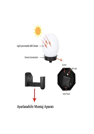 Solar Bahçe Lambası Beyaz - Güneş Enerjili Duvar Armatür &